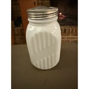 Vintage Milk Glass Ribbed Large Shaker 5" tall